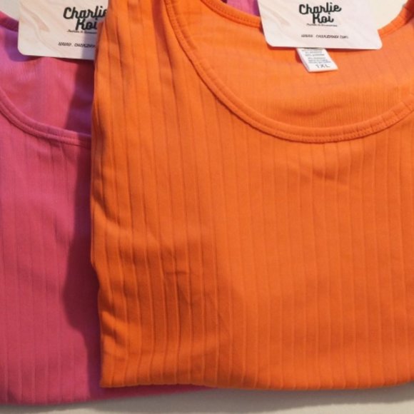 Plus Size Ribbed Lounge Set Women’s 2 Piece Top & Shorts Orange Pink 1X 2X 3X - Picture 6 of 8